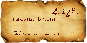 Lubovits Évald névjegykártya